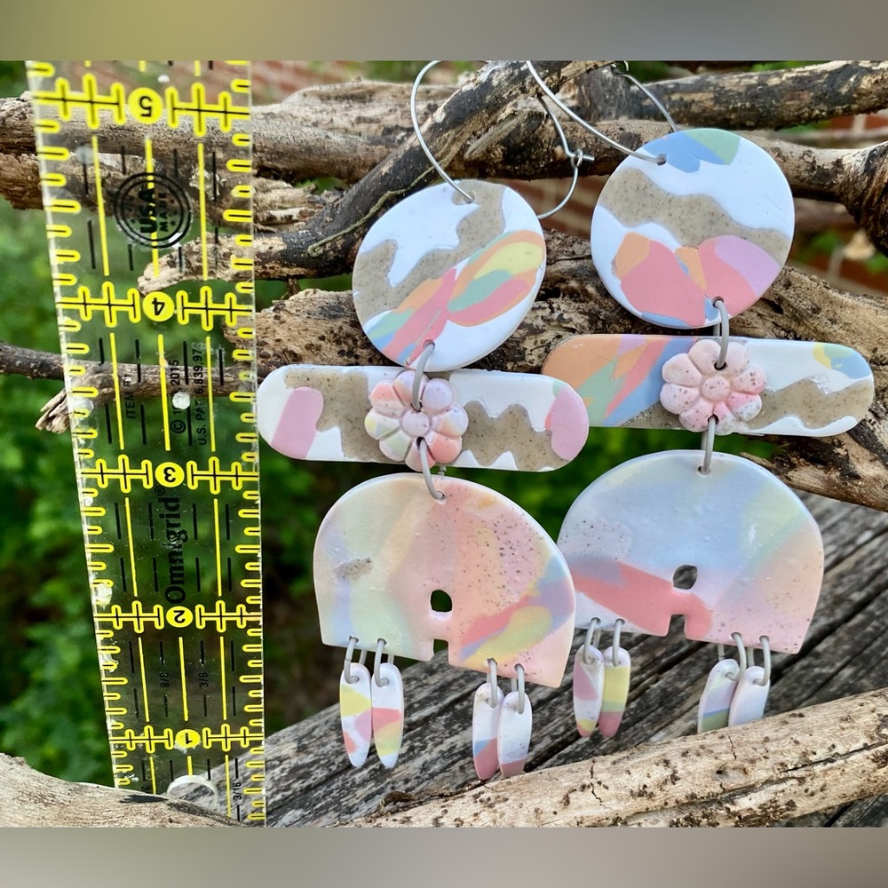 Handcrafted Colorful Abstract Dangle Earrings